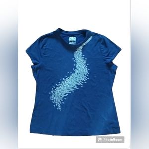 Women's Champion Tee Shirt With Design on front Navy Blue & White